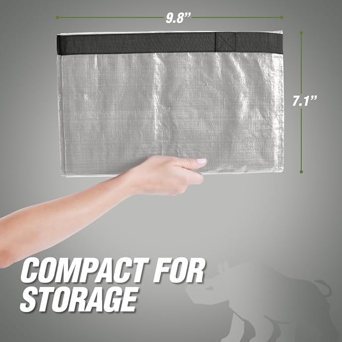 RUGGED RHINO Heavy Duty Extra Large Moving Bags, Durable Bag with Strong Handles and Zipper, Moving Boxes Alternative for College Packing, Holiday Décor, Space Saving Storage with Label, 2 Pack Silver