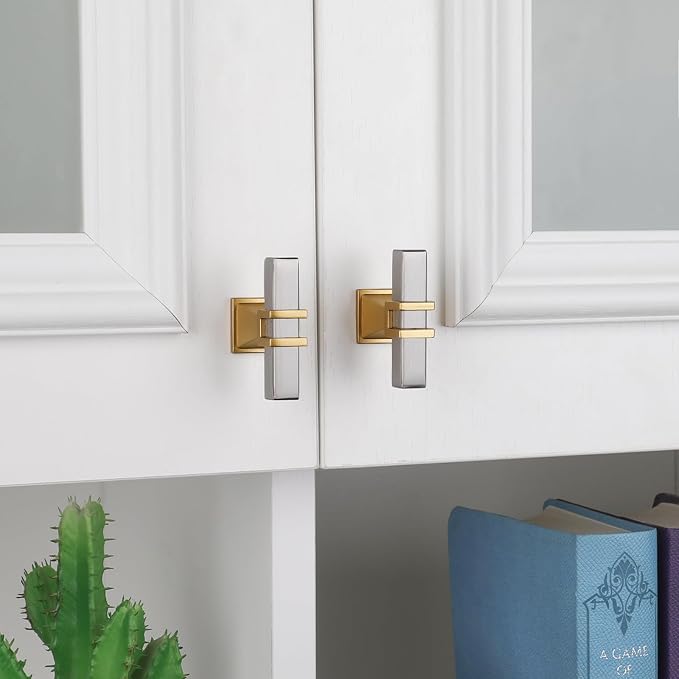 10 Pack Cabinet Knobs Brushed Nickel and Gold Dresser Drawer Knobs Silver and Gold Cabinet Knobs Kitchen Cabinet Hardware