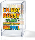 I'm Not Bossy I'm Just Aggressively Helpful Acrylic Pencil Holder Cup, Pen Holder for Home Office Desk Accessories for Women Leader Nurse Manager Boss, Funny Sarcastic Pen Organizer Work Gifts