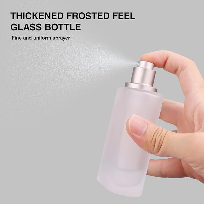 Frosted Glass Perfume Bottles Empty Refillable, 50ml /1.7oz Atomizer Sprayer, Cologne Bottles Empty with Perfume Dispenser