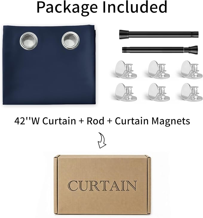 Vatge Magnetic Doorway Curtain for Privacy, Closet Curtain with Rod, Room Dividers for Closet Door and Sliding Door, 1 Panel, W42 x L80, Navy