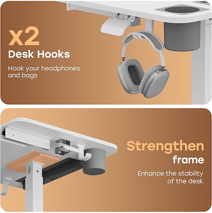 Small Mobile Standing Desk with Drawer, 23.6" x 19.7" Top | Height Adjustable Rolling Teacher Desk with Cup Holder and Hooks, Portable Workstation on Wheels for Classroom & Study, White