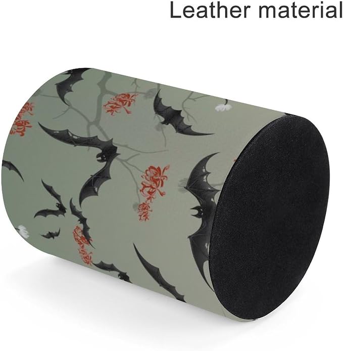 Bats Flowers Pen Holder Pencil Cup for Desk Organizer | Cute Makeup Brush Holder PU Multifunctional Office Suppliesfor Decor Home Classroom School