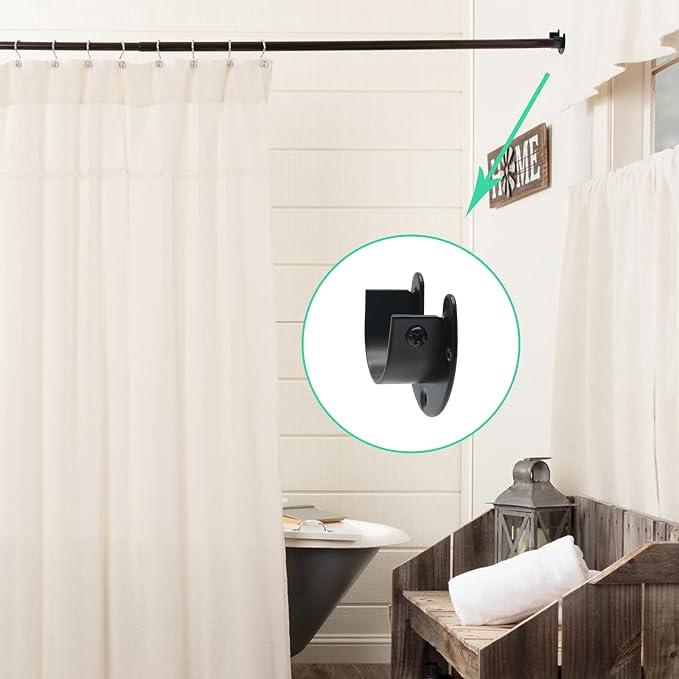 8 Packs Stainless Steel Closet Rod End Supports, 1-1/3 Inch, Black | Wardrobe Bracket, Heavy Duty, U-Shaped with Screws, Closet Pole Sockets Flange Rod Holder
