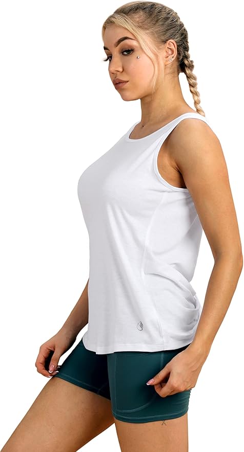 icyzone Women's Open Back High Neck Workout Athletic Gym Tank Tops
