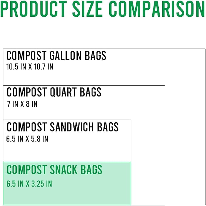 BEIDOU-PAC Compostable Snack Storage Zip Bags, 300 Count | 2 Mil | 6.5 IN x 3.25 IN, Freshness Easy Open Biodegradable Eco-Friendly Reclosable Compost zipper Bags for Food On the Go