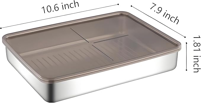 2Pack Bacon Container for Refrigerator，Deli Meat Container for Fridge,304SS Airtight Food Storage Container,Stackable Fridge Organizer with Locking Lid (BPA Free)