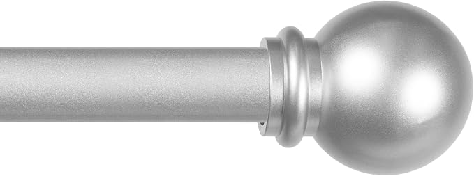 Kenney Chelsea Ball End Window Curtain Rod, Adjustable Curtain Rod for Windows 28 to 48 Inches, Extendable Curtain Rod Set, Brushed Nickel