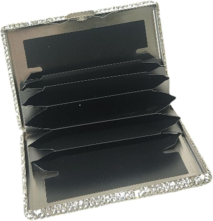 1Pc Card Wallet Card Case Bling Bling Business Card Holder,Silver | Fashion,Crystal and Aluminum,Unisex-Adults,Compact Purse,Rhinestone