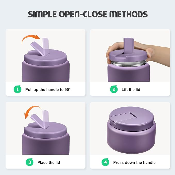 BOSEDSANG 13.5oz Soup Thermo for Hot Food Kids with Buckle Lid Insulated Vacuum Food Jar Wide Mouth Leakproof Stainless Steel Lunch Container -Purple