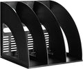 Marte Vanci Magazine File Holder, Binder Holder Book Desktop Organizer Plastic Storage Sturdy Vertical 3 Section Folder Black