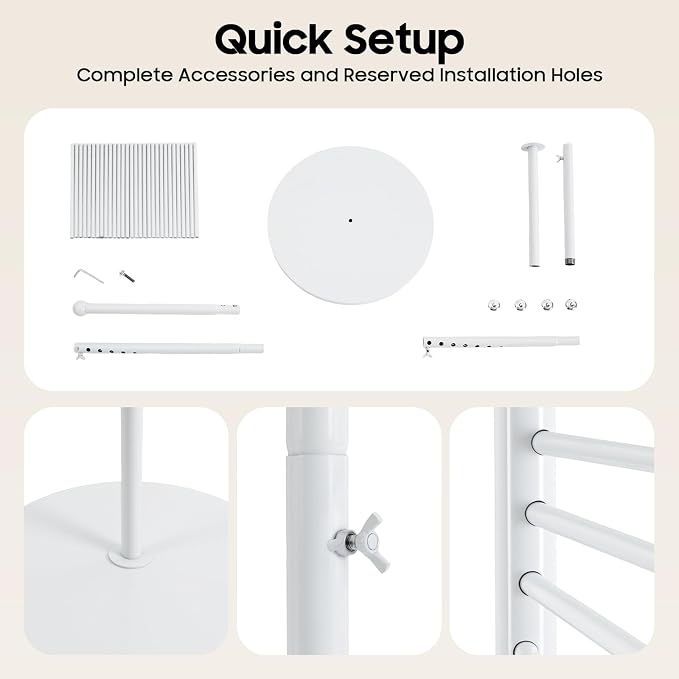 Scarf Organizer 30 Tiers, Scarf Hanger Display Rack, Metal Holder Hijab Stand for Clothing Store Commercial Home, Space Saving Shelves (White)