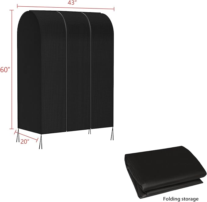 Zilink Garment Rack Cover Clothes Rack Cover Garment Bags Protector 43 in | Dustproof, Breathable, 2 Durable Zippers, Cothing Rack with Cover for Garment Rack (Rack Not Included)