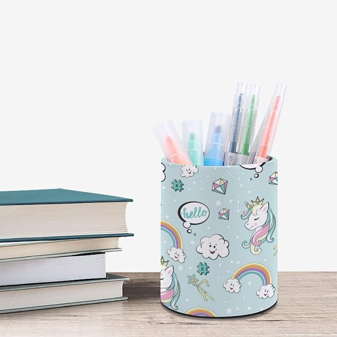Unicorn Pen Holder Pencil Cup for Desk Organizer | Cute Makeup Brush Holder PU Multifunctional Office Suppliesfor Decor Home Classroom School