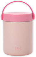 Paris Hilton Insulated Food Jar, Stainless Steel Vacuum Insulated Food Container with Folding Carry Handle, Leak-Proof Lid, 15-Ounce, Pink