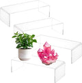 CLAY TONIC Acrylic Display Risers, 5MM Thick Clear Stands, 4-Pack Large Size, for Kitchen Organization and Retail Display (12x 5x 3.5 Inch)