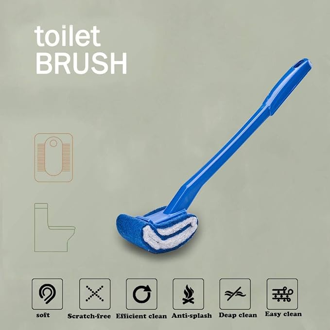 Toilet Brush Bowl Brush - Scratch-Free Curved Good Grip Easy to Use Deep Cleaning No Scratching, Anti-Splashing Easy to Store (2pc Blue)