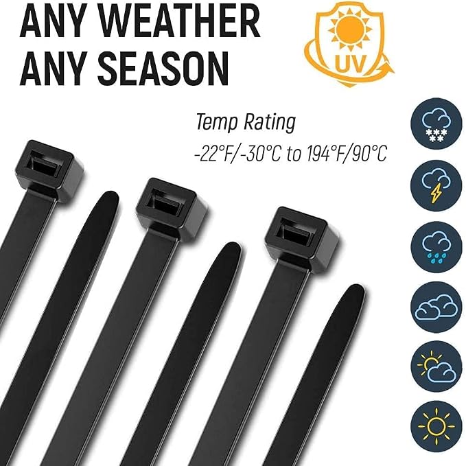 ALBO Black Zip Ties 4 Inch Plastic Cable Ties 1000 Pack Tie Wraps 18lb UV Resistant Small Nylon Wire Ties