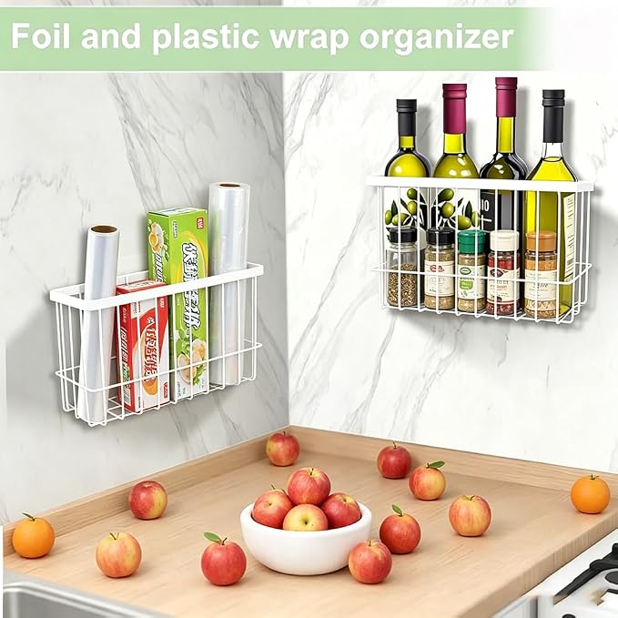 Over the Cabinet Door Organizer 2 Pack, Self Adhesive cabinet door organizer Pantry Door Organizer, Inside Cabinet Storage, Cutting Board Organizer Wall Mounted, Home Organization