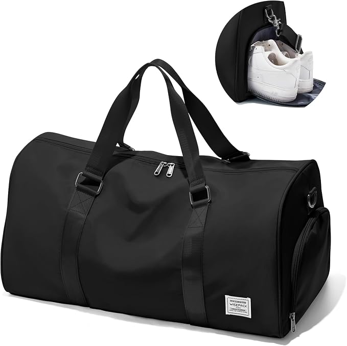 Travel Duffle Bag,Weekender Overnight Bags for Women with Shoes Compartment,Tote Gym Bag Personal Item Carry On Bag for Travel Business Trips Sport Hospital Dance Black