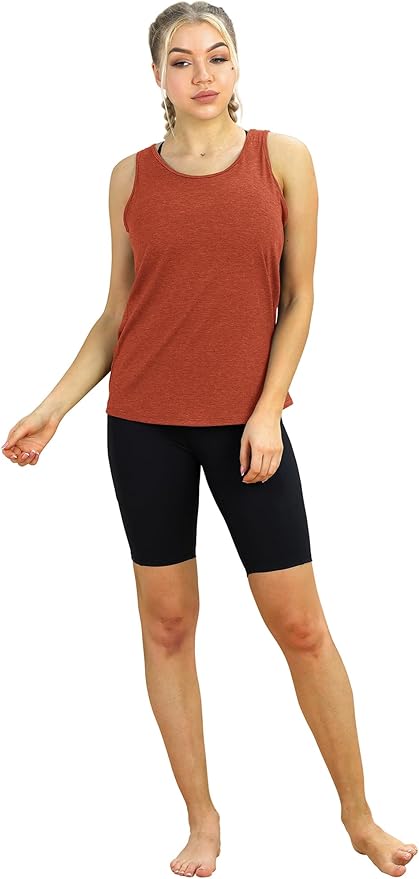 icyzone Women's Open Back High Neck Workout Athletic Gym Tank Tops