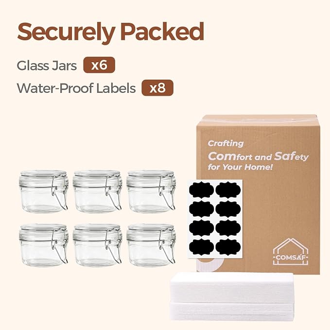 ComSaf Small Mason Glass Jars with Airtight Lids 4 oz 6 Pack Pantry | Herbs honey jam, Spice rack cabinet organization, Kitchen storage, Salt pepper chili, Wedding favors
