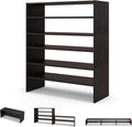 COSTWAY 6-Tier Shoe Rack, Extra Wide Shoe Shelf Organizer with Stackable Design, 31" Freestanding Storage Shoe Stand for Small Space Entryway Hallway Closet (Brown)