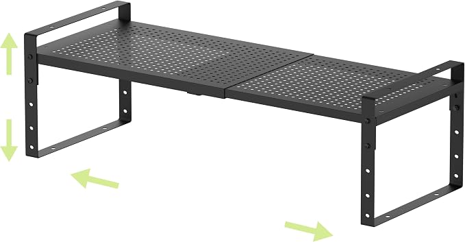 Expandable Shoe Rack Heavy-Duty Closet Organizer Adjustable Shelf Stackable Metal Framework for Entryway, Garage,RV,Pantry,Cabinet(Medium,1 Pack/Black)