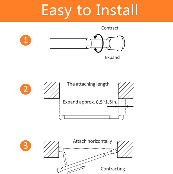 KXLife Tension Curtain Rod Adjustable 18-28", Small Spring Rod, 2Pcs | White, No Drilling, Tool-Free Spring Fit, Non-Slip Ends, Suitable for Window, Kitchen, RV