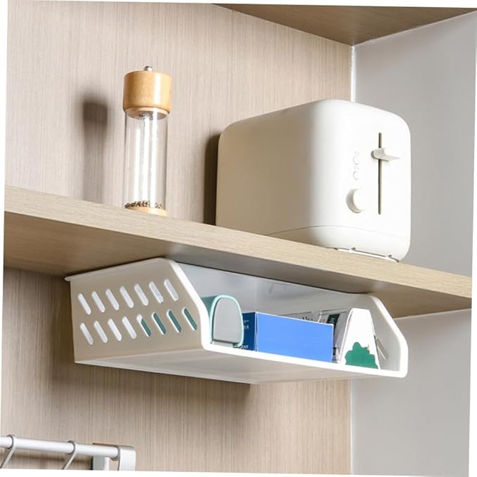 1pc Wall-mounted Storage Rack Multipurpose Plastic Organizer for Kitchen and Bathroom Punch Design Easy Installation and White