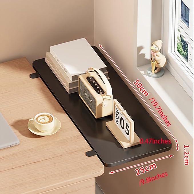 Desk Extender Tray, Punch-Free Clamp on 90° Foldable Keyboard Drawer Tray, Table Mount Armrest Shelf, Computer Elbow Arm Support (Black, 19.7"*9.8"*0.5"/50cm*25cm*1.2cm)