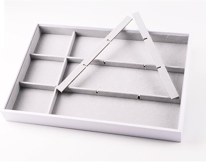 Oirlv Leather 12-Grid Jewelry Tray White | Removable Grid Inserts, Versatile Necklace/Pendant Storage