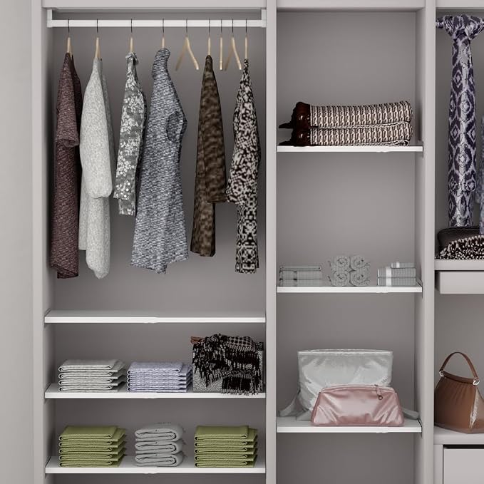 Slideep Adjustable Closet Shelf with Seamless Sticker, Metal Expandable Wardrobe Shelves Organizer for School Locker, Cabinet, Wardrobe, Cupboard, Kitchen 3 Pack-11.8'' Width