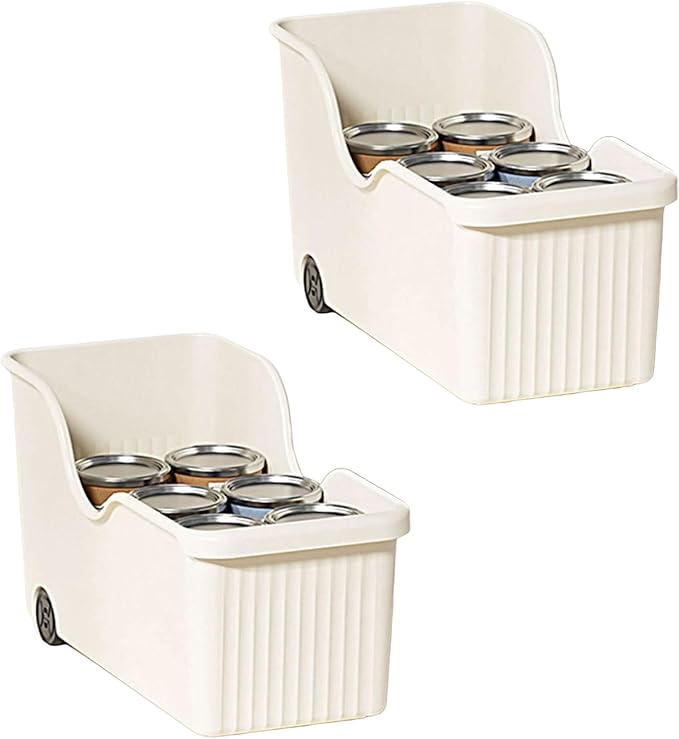 2/3 Pack Pull Out Cabinet Organizer Bin with Roll Wheels, Kitchen Bathroom Cabinet Under Sink Organizer and Storage, Multi-Use Cabinet Organizer Basket for Pantry Spice