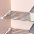 Closet Tension Shelf DIY Divider Metal Expandable Rod Adjustable Closet Shelves Organizer Scalable Layered Separators for Cabinet Storage Locker Clothes (14.2'' Wide,9.8''-15.7'' Long)