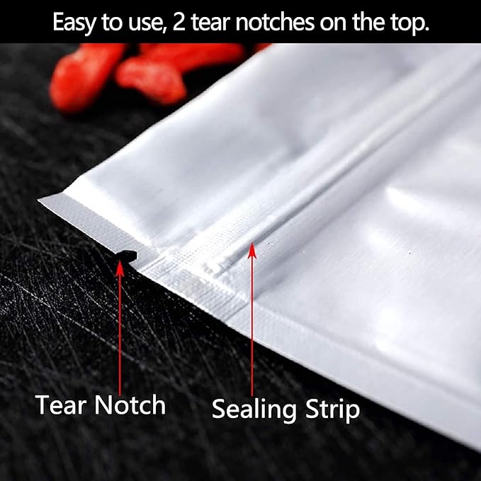 100 Pack Mylar Bags for Food Storage 6 x 9 Inch Resealable Smell Proof Bags Aluminum Foil Packaging Pouch Bag Silver
