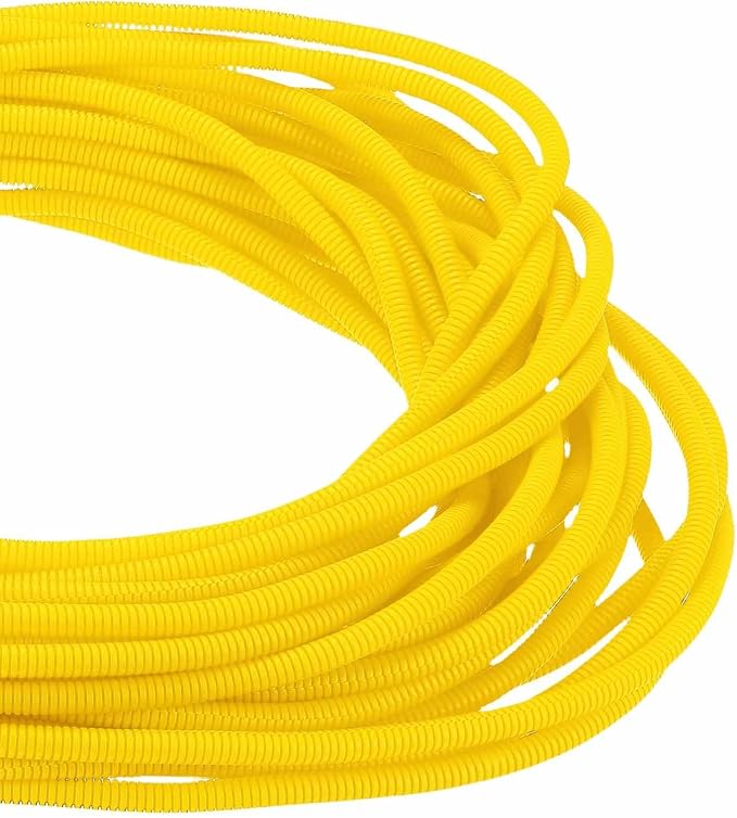 DMiotech 100ft Wire Loom Split Tubing 1/4 Inch(6.4mm) ID, Cord Protectors from Pet Flexible Conduit Cable Management for Office Home Garden, Yellow