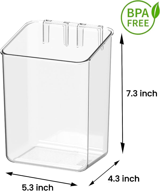 vacane 2-Pack Adhesive Cabinet Door Organizer, Transparent Plastic Storage Bins for Kitchen Bathroom Office, No Drill Hanging Basket, Space Saving Removable Holder-S