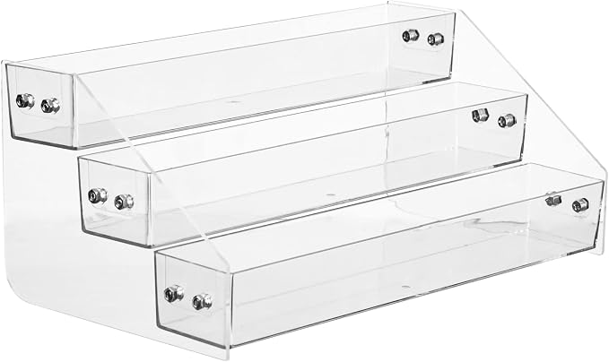 Acrylic Spice Rack, Tiered Spice Rack Shelf Seasoning Organizer | for Countertop, Cabinet, Pantry, Kitchen Storage - 3 Tier