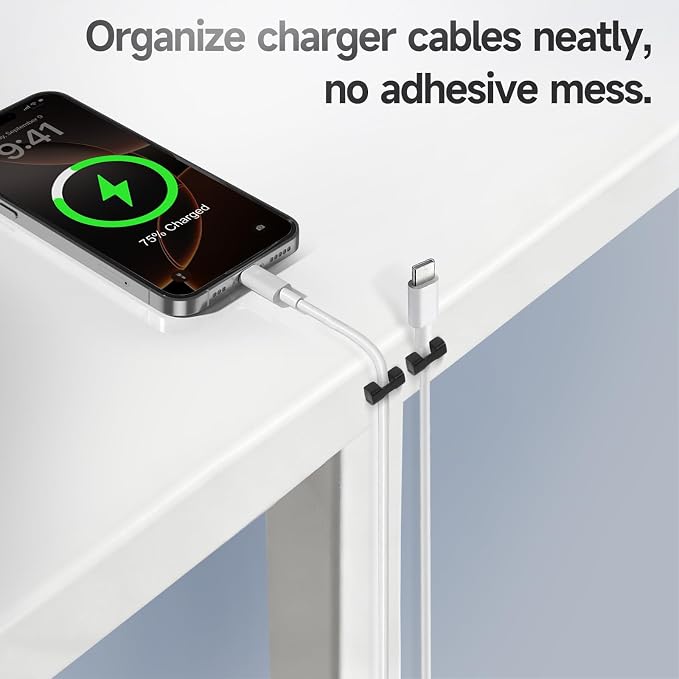 10 Pack Magnetic Cord Organizer Holder, Strong Magnet Cable Clips | Wire Management for Desk, Under Desk, Nightstand, Office, Car, Kitchen, Adjustable