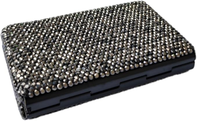 1Pc Card Wallet Card Case Bling Bling Business Card Holder,Black | Fashion,Crystal and Aluminum,Unisex-Adults,Compact Purse,Rhinestone