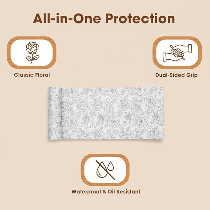 Coavas Shelf and Drawer Liner, Non Slip Extra Grip Non Adhesive Waterproof Thickened Cabinet Mat, Easy Cut for Kitchen Pantry Bathroom Dresser Cupboard (White, 24IN X 20 FT)