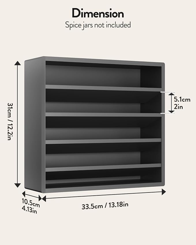Orimade 4 Tier Spice Rack Organizer for Cabinet, Freestanding Bamboo Seasoning Rack for Countertop, Cupboard, Pantry, Kitchen, 13.18 x 4.13 x 12.2 inches(Spice Jars Not Included), Black
