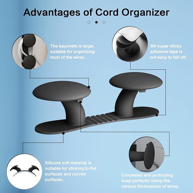 Cord Organizer for Appliances, Cord Holder Cord Wrapper Kitchen Gadgets Cord Organizer Stick On Kitchen Appliances, Mixer, Air Fryer, Coffee Maker, Multifunctional Adhesive Wall Hooks (4Pack)
