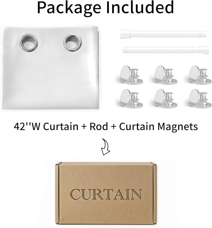 Vatge Magnetic Doorway Curtains with Rod - W42 x L80, 1 Panel, Grayish White, Light Filtering Door Curtain, Closet Door Alternatives, Easy to Install