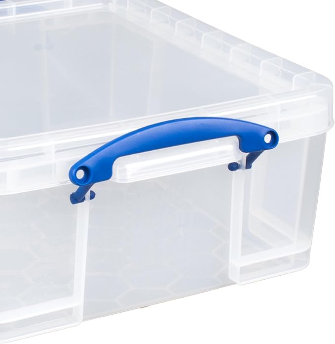 Really Useful Box 5 Pack 17L Plastic Storage Bins with Snap Lids and Clip Lock, Clear