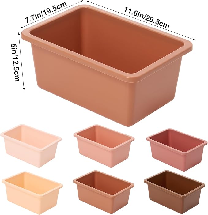 Zonon 12 Pcs Plastic Cubby Storage Bin Back to School Classroom Cubby Organization Storage Container with 1 Pack Self Adhesive Label for Office School Library(Boho Color,11.61 x 7.68 x 4.92)