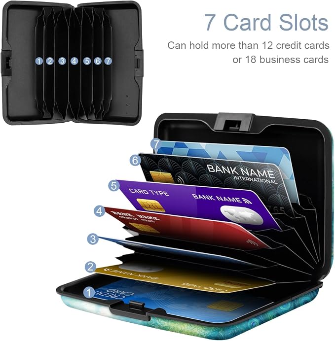 Coco Rossi Credit Card Holder RFID Aluminum Small Mini Wallet Women | Metal Wallet, Business Cards Holder, ID Case, Slim Sleeves, Womens Girls Gift, Carry Proof Wallets for Travel, Peacock