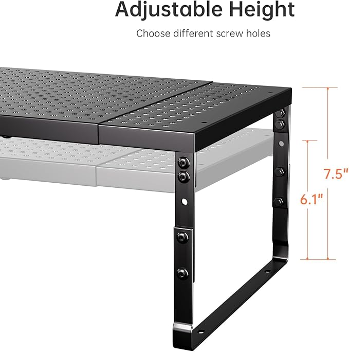 Cabinet Shelf Organizer, Spice Rack,Stackable, Expandable, Rust Resistant, Convenient Kitchen Storage, Metal Shelf for Kitchen, Countertop, Restroom(3Packs/Black,Medium)
