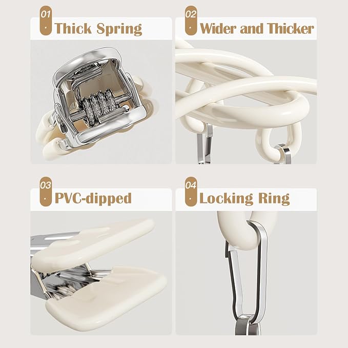 Pants Hangers with 20 Clips, Space Saving Hanging Closet Organizer (Beige) | 360°swivel & non-slip rustproof clips, multi-functional organizer holds leggings, skirts, hats, socks, scarves and lingerie